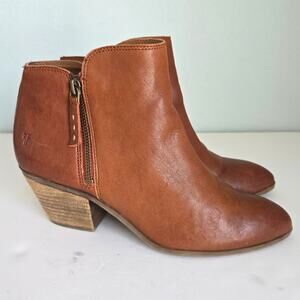 Frye Judith Double Zip Ankle Boots Women's 8.5M Whiskey Brown Leather Cowgirl